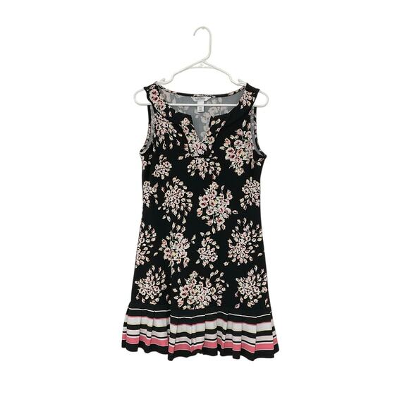 White House Black Market Dresses & Skirts - WHBM Floral V-Neck Dress Sleeveless Pleated Ruffle Hem Size Small